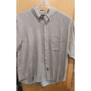 Vintage Gant Cambridge‎ Twill Plaid Flannel Shirt Men 2XL White Outdoor Casual